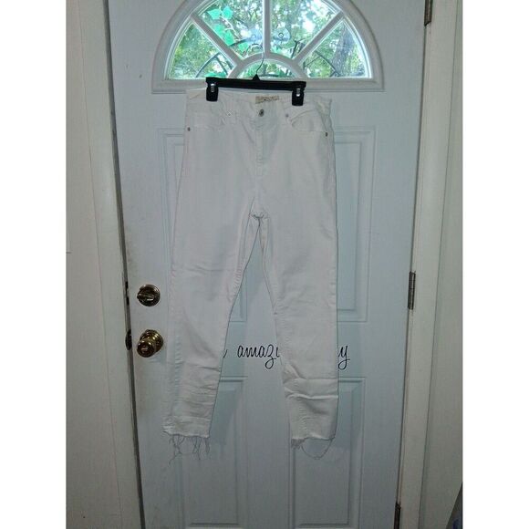 Lucky Brand Jeans Bridgette Skinny White Distressed Ankles 10/30 A - Picture 1 of 8